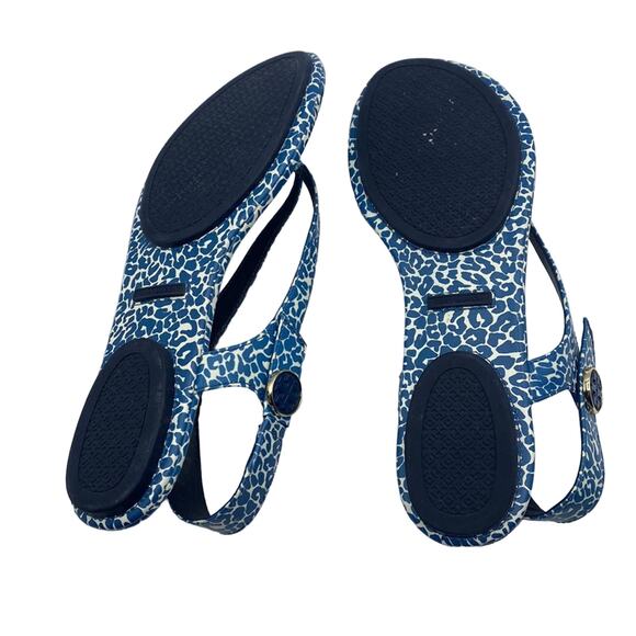 Tory Burch MINNIE TRAVEL THONG SANDAL IN TORY NAVY CLOUDED LEOPARD 9 - Picture 6 of 11